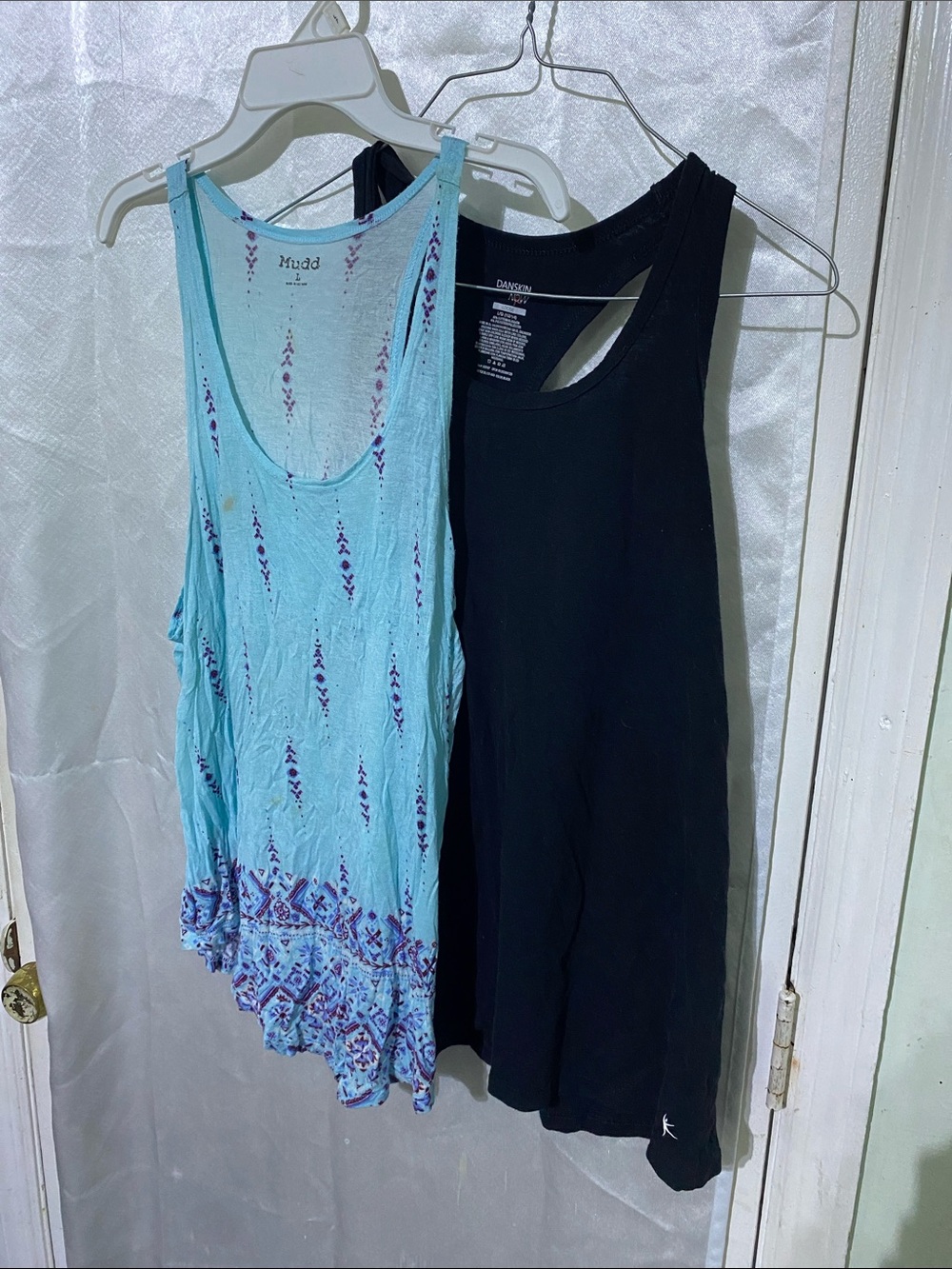 Women's Black and Aqua Patterned Sleep Tank Set Size L
